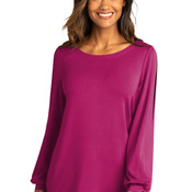 Ladies Luxe Knit Jewel Neck Top