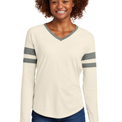 Women's Halftime Stripe Long Sleeve V Neck Tee